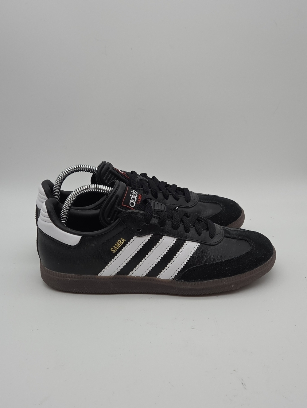 -- Adidas Samba Black White Leather Sneakers Women's 8 - Picture 4 of 9